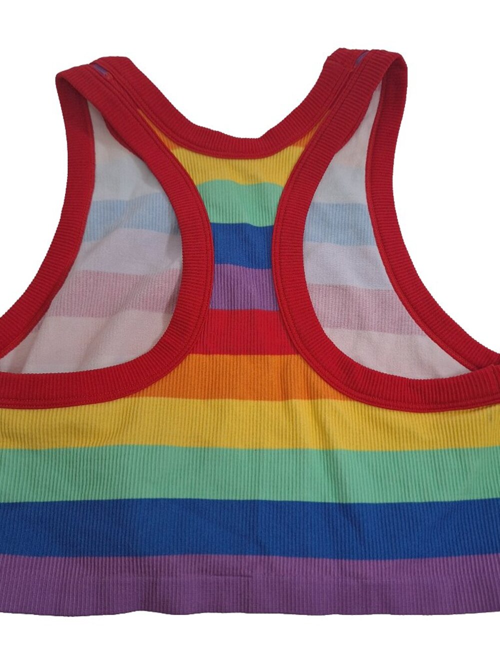 No Boundaries Rainbow Ribbed Halter Crop Top - Picture 4 of 5
